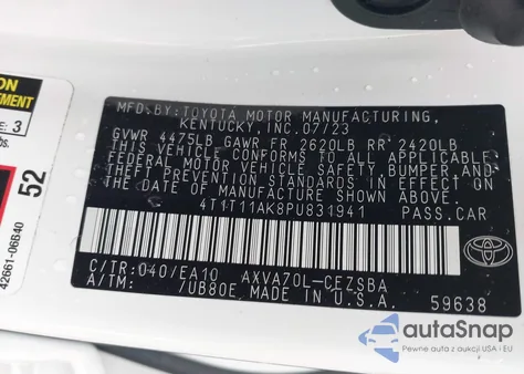 2023 Toyota Camry Se из США, поврежденный, VIN 4T1T11AK8PU831941